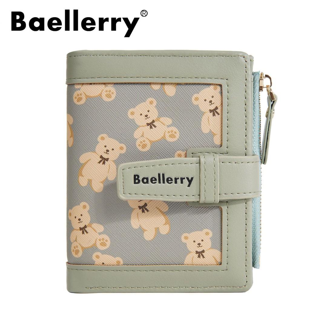 Baellerry Girl Short Wallet With Cartoon Bear Design And Coin Pocket For Daily Use