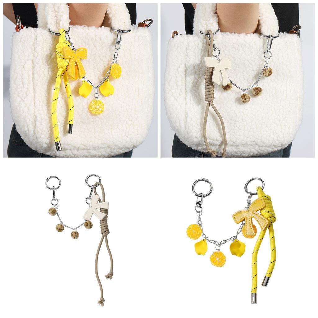 Cute Bowknot Bag Chain Aesthetic Pompoms Tassels Handbag Pendant Charm for Crossbody Bag Backpack And Purse Decoration