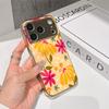 Lucky Start Phone Case For iPhone 17 16 15 14 13 12 11 Pro Max 16E Gold Electroplated glass shell  Bright Flowers Cover
