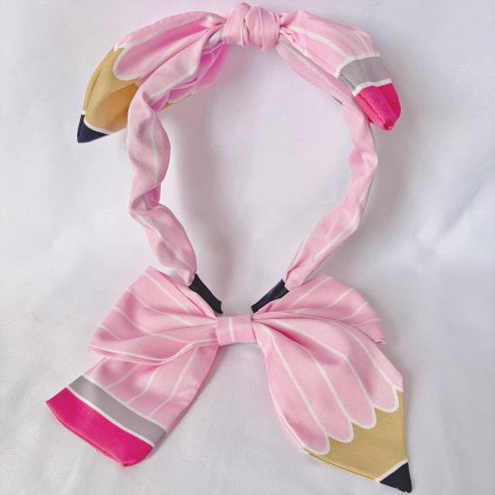 Women Hair Hoop Bright Yellow Pencil Design Bow Decor Hair Clip Back to School Student Teacher Hair Accessories