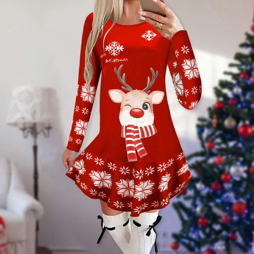 Women's Christmas Printed Dress Base Shirt