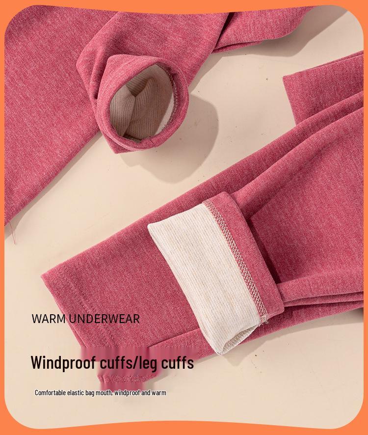Women's Cashmere Silk Fleece Lined Warm Underwear Set for Autumn/Winter - Thickened for Middle-Aged and Elderly