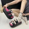 Soft cute height-increasing slippers 2025 summer new cartoon casual small bow cool slippers women