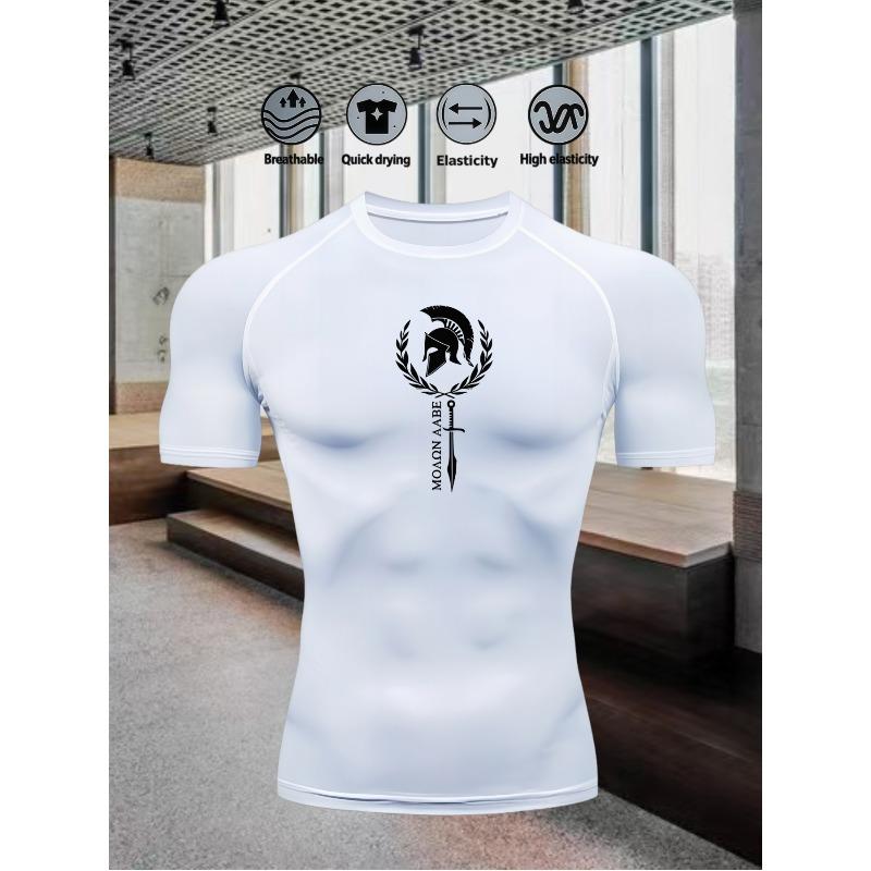 Men's Short Sleeve Compression T-Shirt Breathable Elastic Ancient Greek/Strength Training Style Top Strength Training Style