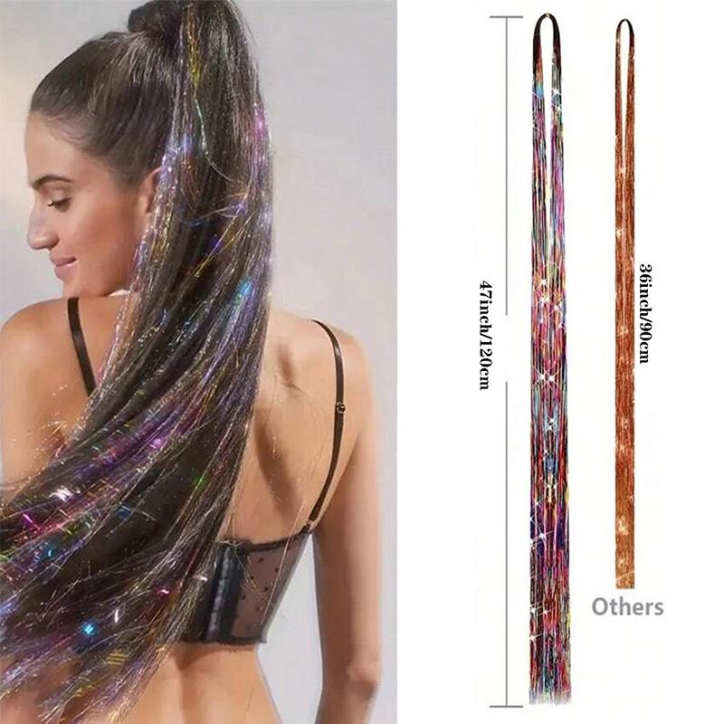 Colorful Wig Extensions, Gold Wire Strips, Rainbow Extensions, Sparkling Braided Hair Ropes, Synthetic Wigs for Party Use