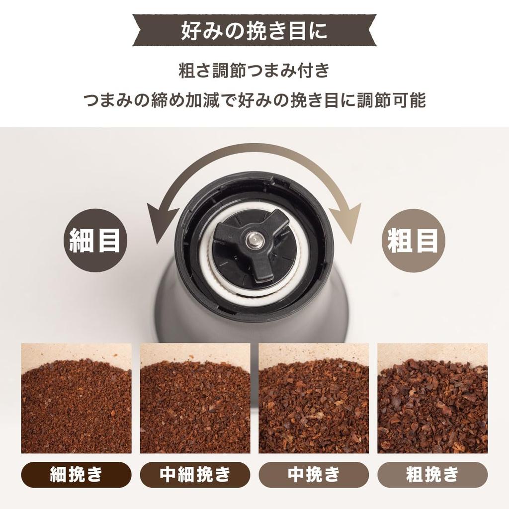 Atlas Ceramic Coffee Mill, Mortar-Style, Hand Grinder, Transparent Black, Manual, Small, Slim, Compact, Adjustable Grind Size, Fully Washable, Easy