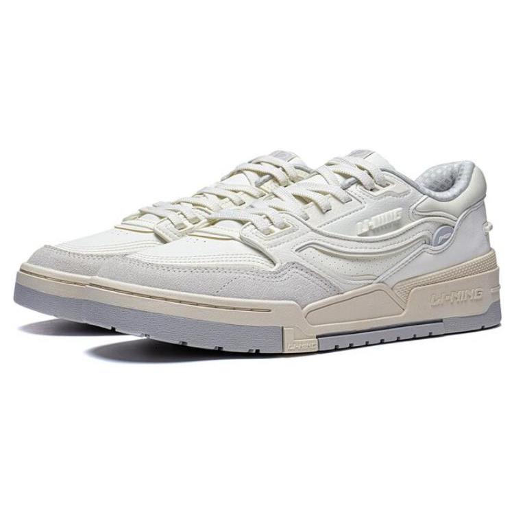 Li Ning 001 BTC Abrasion Resistant Breathable Abrasion Resistant Breathable Low top Skateboard Shoes Women's White AGCT008-2