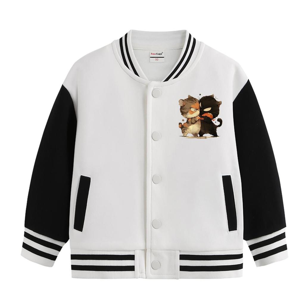 Boys' 2026 Fleece-Lined Baseball Jacket for Spring and Autumn