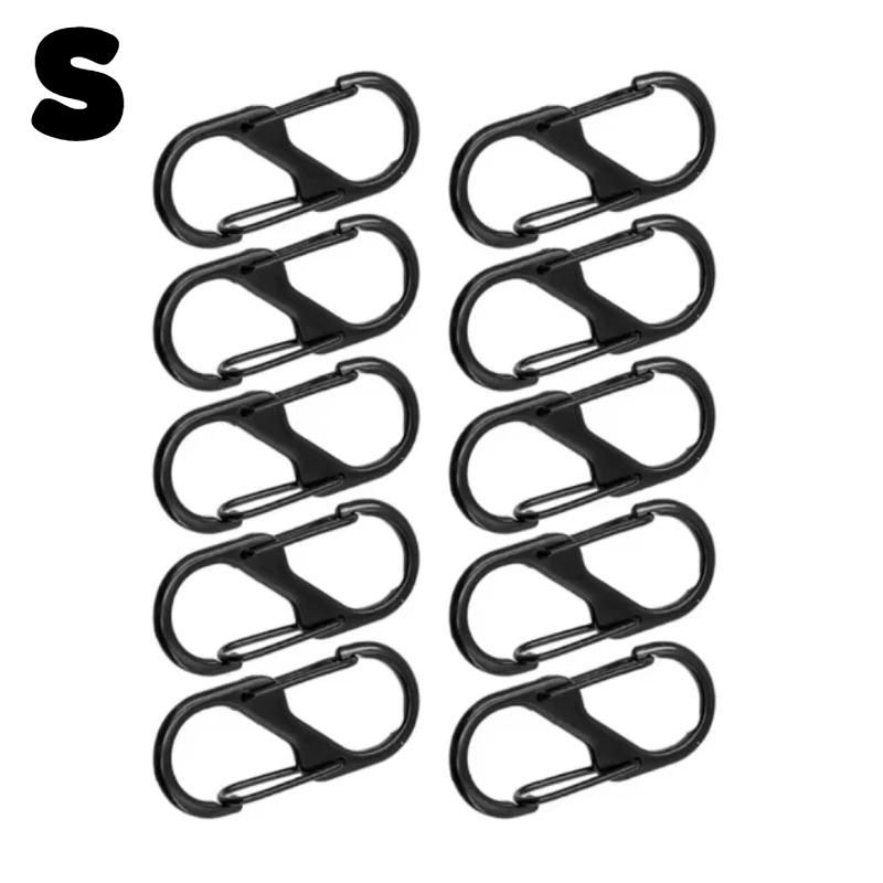 

10pcs Multi-Purpose S-Shaped Metal Hook, Durable Double-Sided Hanger for Camping Fishing Travel, Spring Clip Design