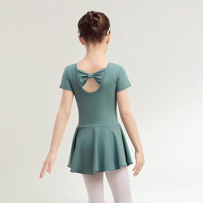 Abbigliamento Cotone Bambina Pratica Danza Ragazze Viola Manica Corta Costume Balletto Cinese