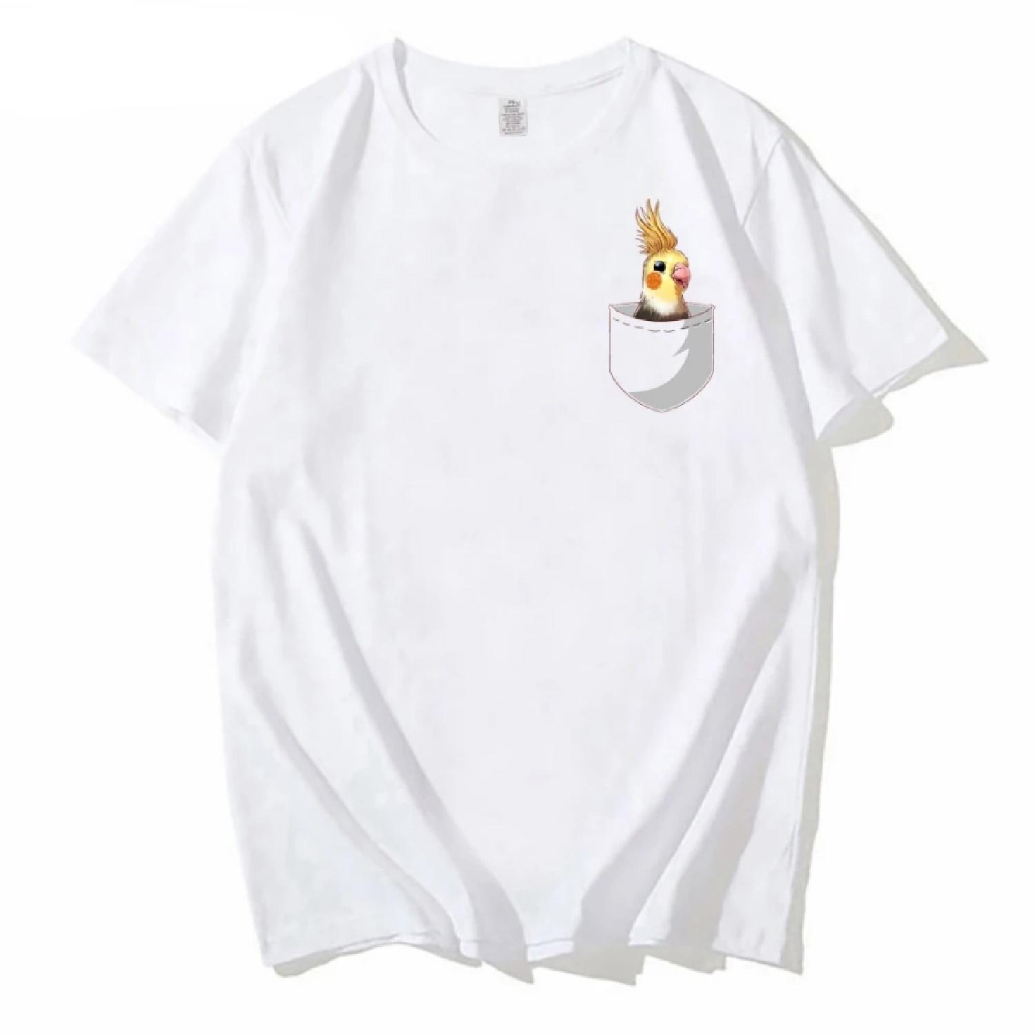 Смешная мужская футболка с принтом попугая-кореллы в кармане, мужские стритвеар топы S