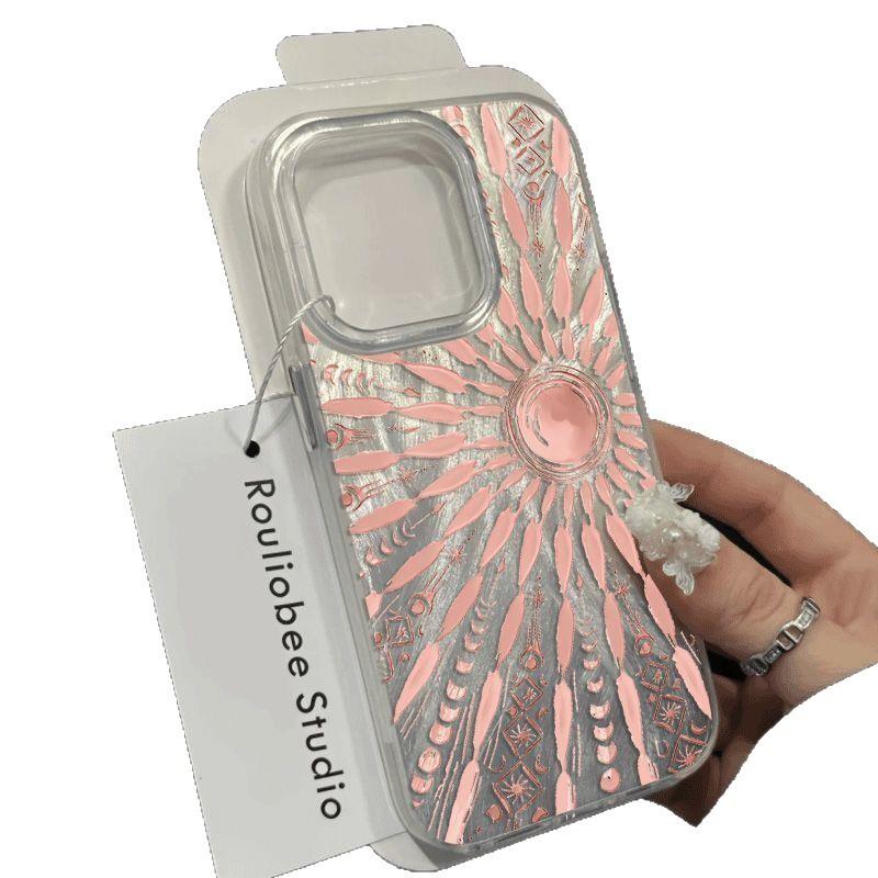 Pinke Sonne für Apple 17promax Cartoon für IPhone16plus Handyhülle Neu 15pro Erweitert 14