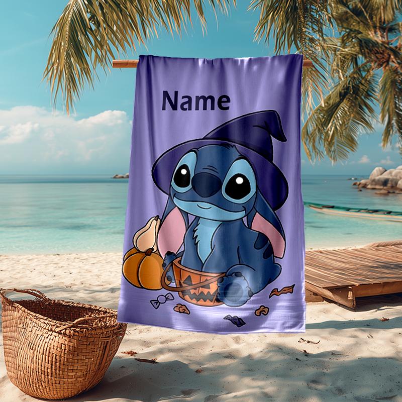 Custom Name Ultra-Soft Beach Towel with Stitch Theme,Ideal for Pool - Camping, Diving - Perfect Travel Essential, Vibrant Beach Towel.