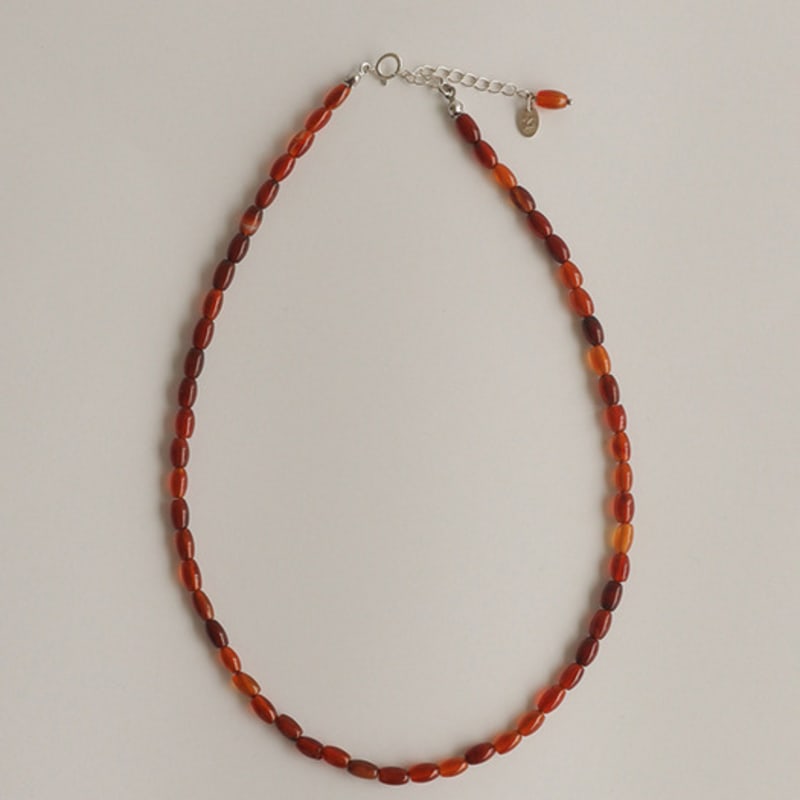 modernlike silver 925 oval red agate necklace