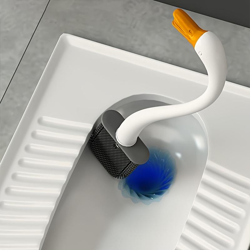 1Set Creative Swan-shaped Toilet Brush Set, Plastic Bathroom Cleaning Tool with Base, Household Toilet Scrubber Without Dead Ends
