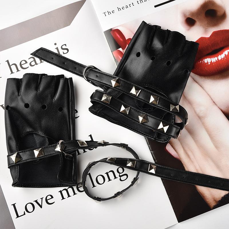 Dans, Gösteri ve Dekorasyon İçin PU Yarı Parmak Eldivenler