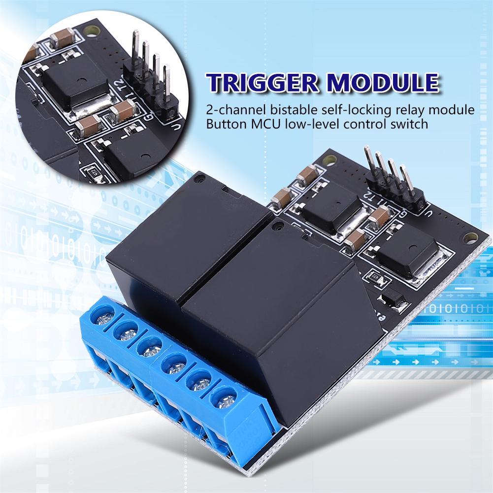 2 Channel Bistable Self Locking Trigger Board Button MCU Low Level Control Switch 12V