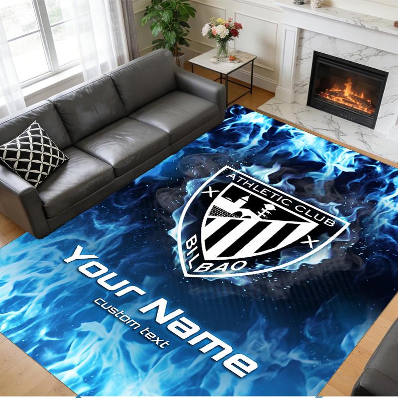 Crystal Velvet Rug Custom Name Text, Soft Non Slip Floor Mat Home DecorAthletic Bilbao FC