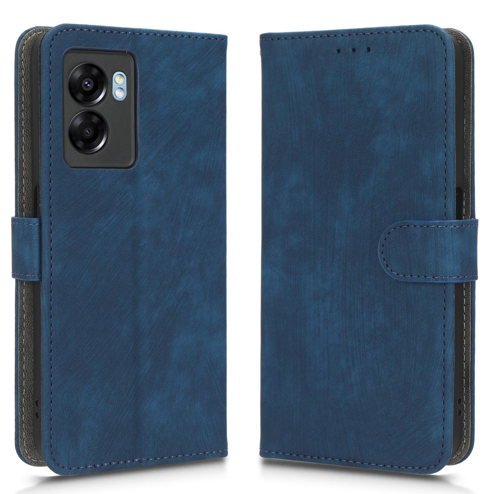 

For Oppo A57 (2022) 5G/A77 5G/K10 5G/Realme V23 5G/Q5i/Narzo 50 5G/OnePlus Nord N300 5G RFID Blocking Phone Case Magnetic Cover with Wallet Stand Blue