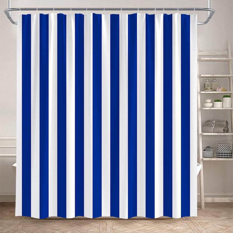 Modern Geometric Shower Curtain Black Line Pattern Minimalist White Bath Curtains Polyester Cloth Home Bathroom Decor With Hooks