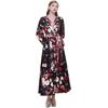 Spring Vintage Floral Maxi Dresses for Women Runway Cross V-Neck Long Lantern Sleeve Sashes Beach Holiday Dress Boho Robe