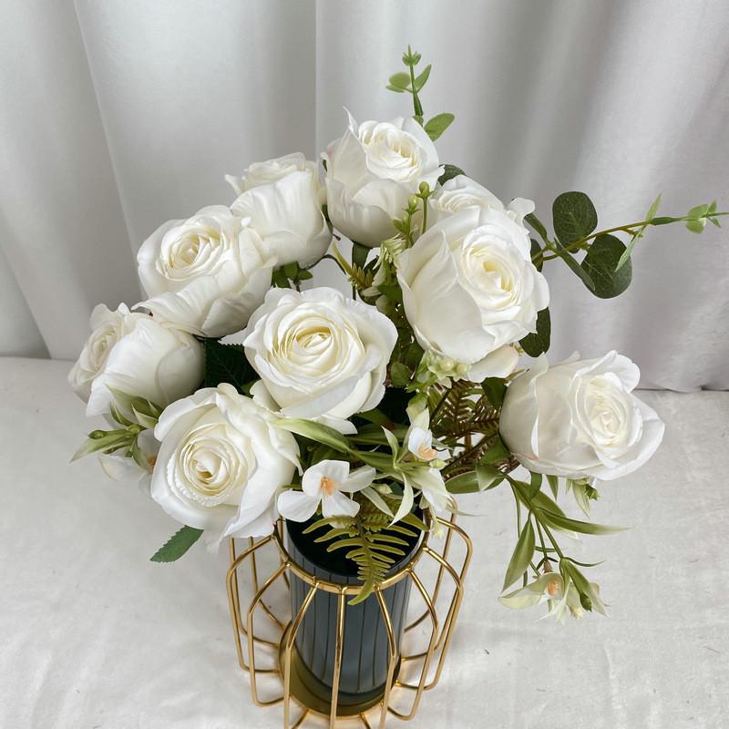 Wedding Rose Bridal Bouquet Artificial Flower For Home Decor And Photography Props