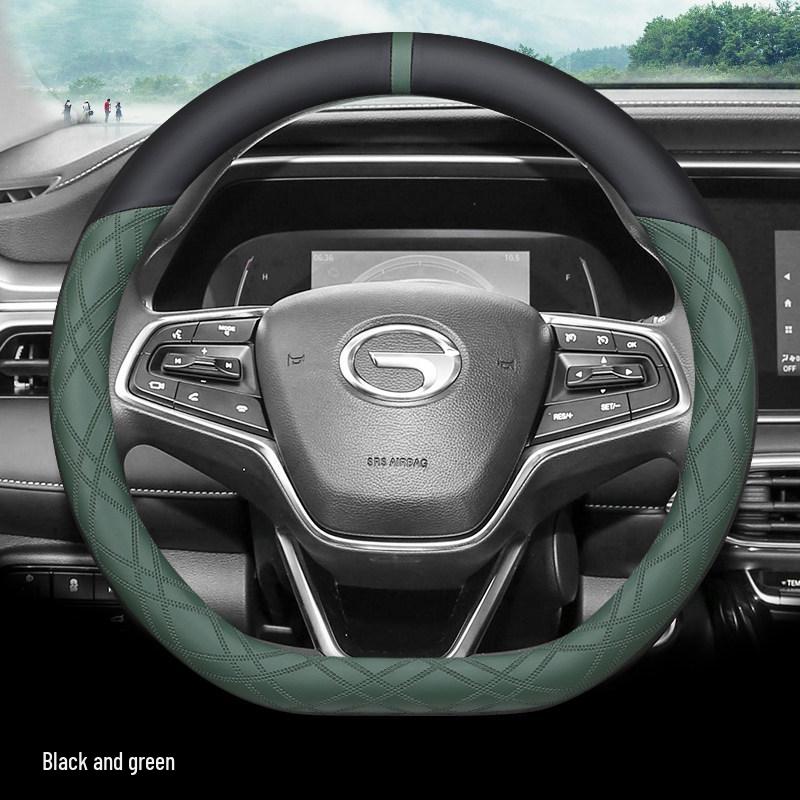Чехол на руль 2023 GAC Trumpchi GS4 - Натуральная кожа, Противоскользящий, Влагоотводящий, Всесезонный хват Default