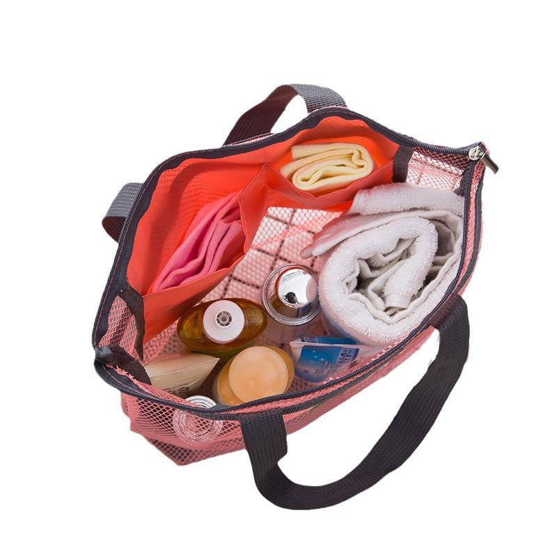 Mesh Bag Large Capacity Reusable Kids Toys Storage Bags Beach Bag Women Makeup Organizer Shopping Handbag Swimming Wash Bag