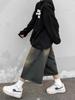 Unisex Retro Washed Wide-Leg Cropped Jeans Shorts