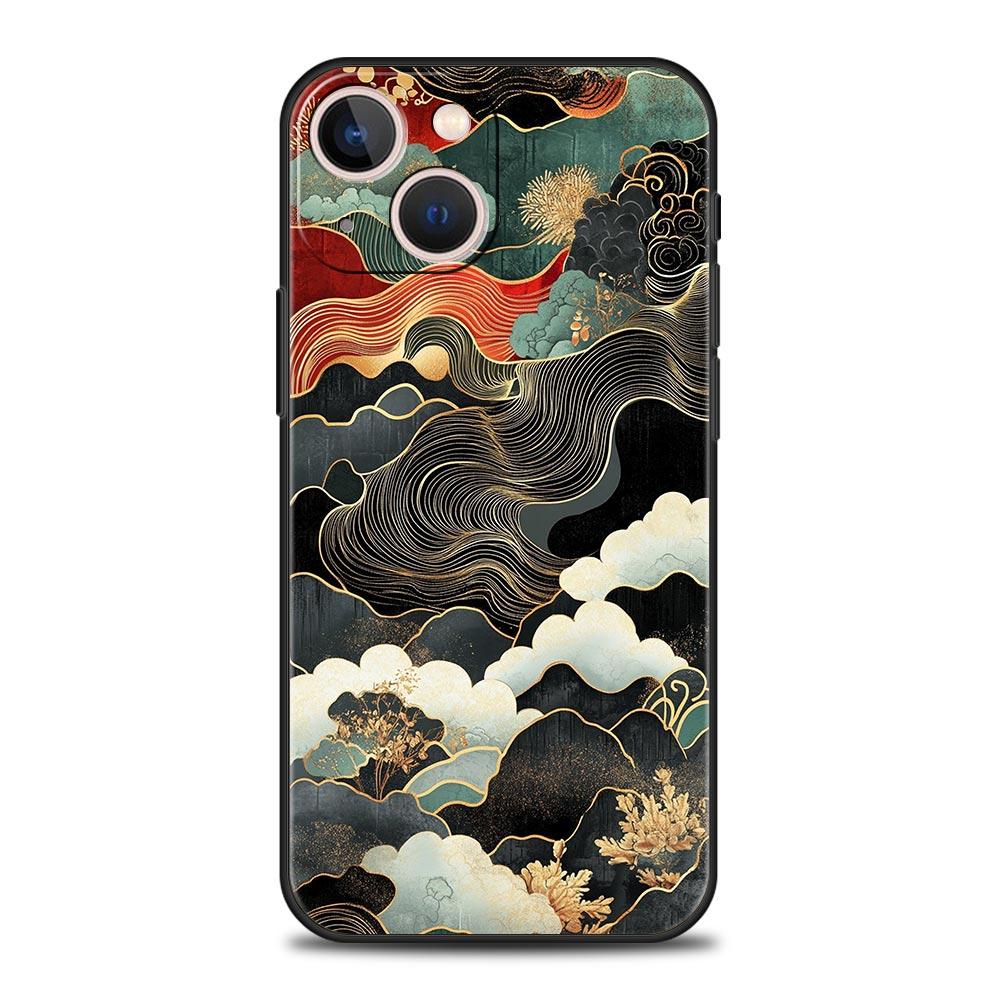 

Japanese Style Art Japan Phone Case For iPhone 17 16E 15 16 14 13 12 11 Pro Max 7 8 Plus Soft TPU Back Cover iPhone 11 Pro