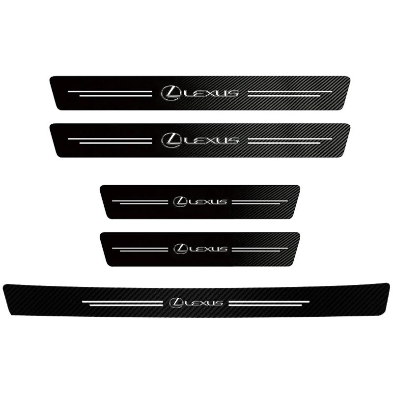 1/4/5Pcs Car Door Sill Scuff Plate Decor Carbon Fiber Stickers For Lexus Fsport UX RX350 RX450h LX600 NX300h GX460 IS300h IS250 OH1