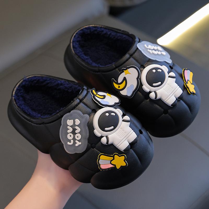 Детские теплые флисовые нескользящие водонепроницаемые хлопковые тапочки 32/33 inner — фото 12