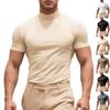 Sommer Neues Herren Casual T-Shirt, Ein Modisches Slim-Fit T-Shirt mit Halbhochem Kragen in Unifarbe
