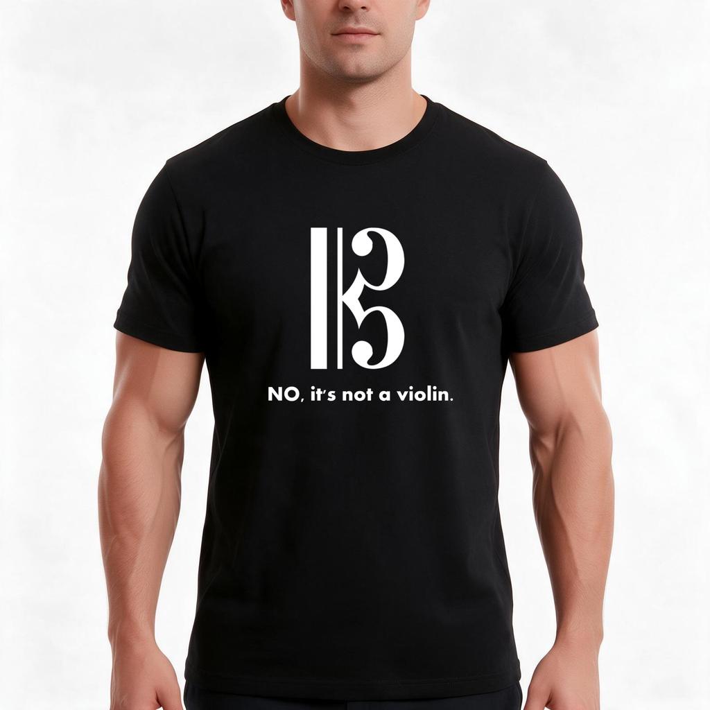 Alto Clef No Its Not A Violin (White Inverse) Tshirt Summer Casual Cotton Tee Oversized Streetwear Tops 100 Cotton