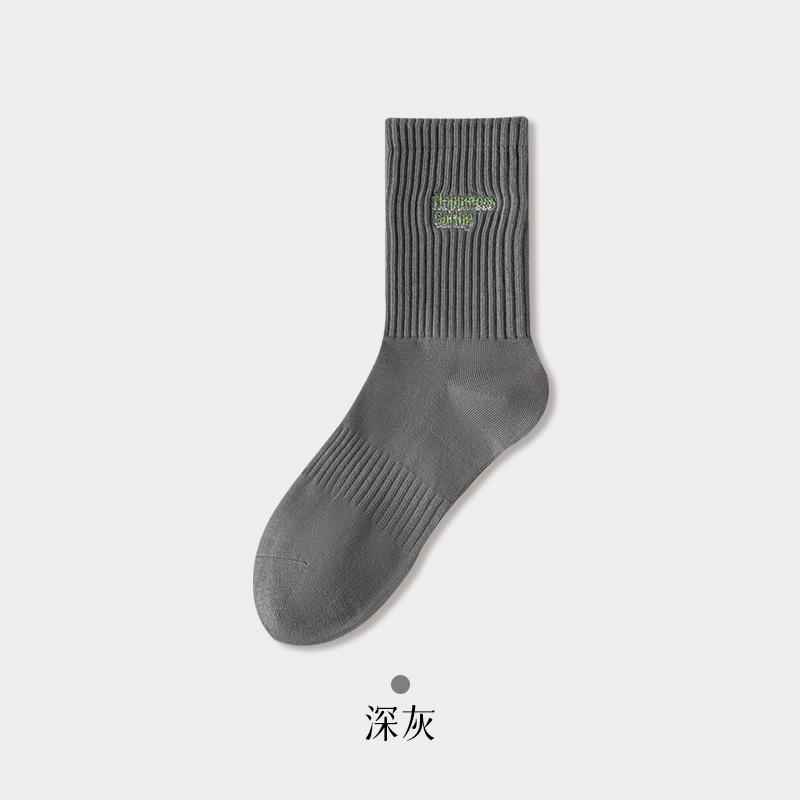 

Hundred Cotton Socks Men S Autumn Medium Tube Socks English Embroidery Boneless Comfortable Not Foot Trendy Men S Socks Sports Cotton Socks Men One size fits all темно-серого