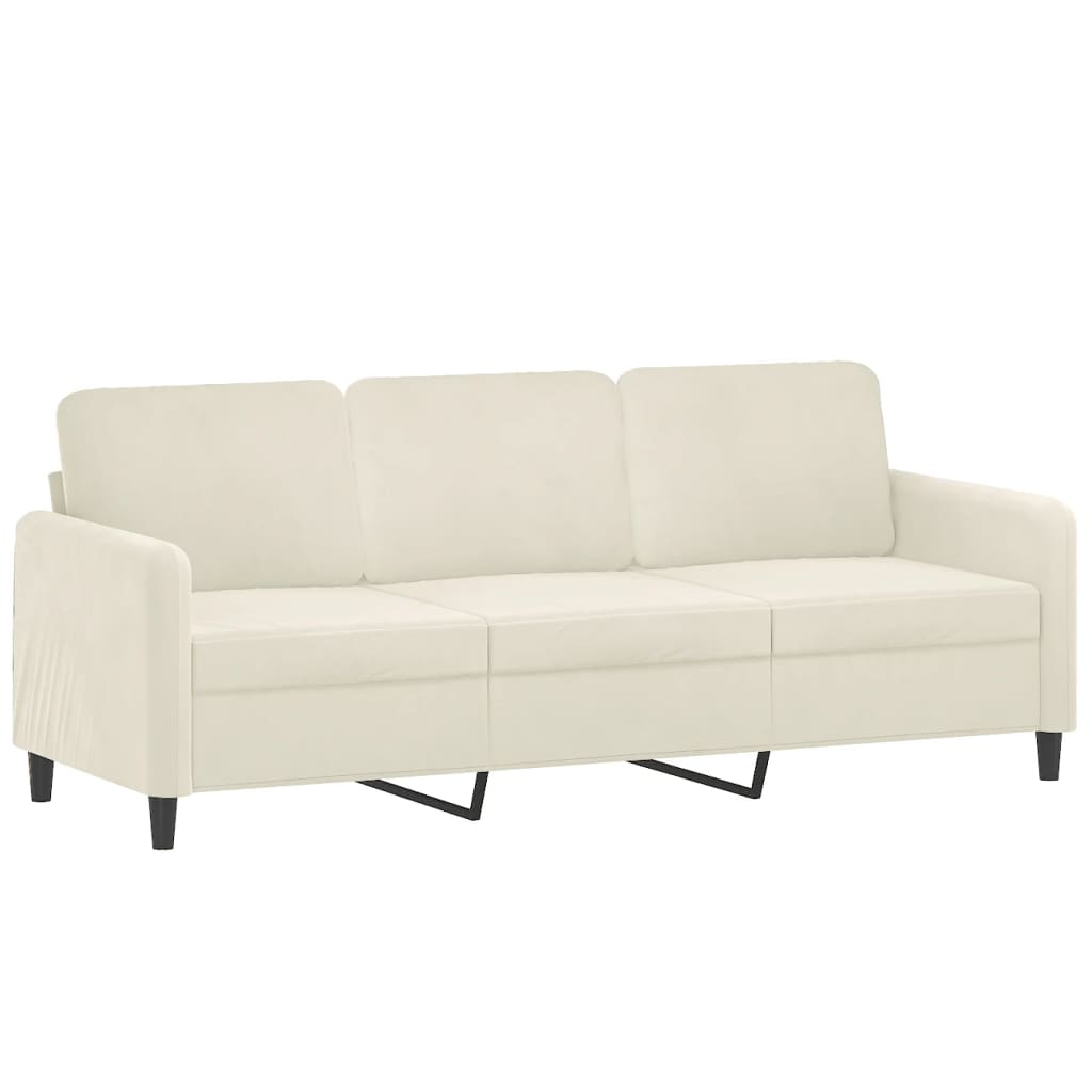 3 Piece Cream Velvet Sofa Set