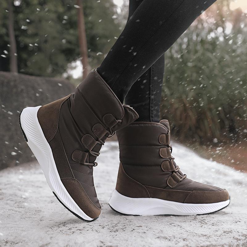 High-top cotton shoes women's velvet and cotton warm outdoor women's boots comfortable and lightweight non-slip medium tube snow boots