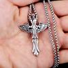 European and American Jewelry Titanium Steel Angel Sword Pendant Punk Retro Trendy Men's Necklace