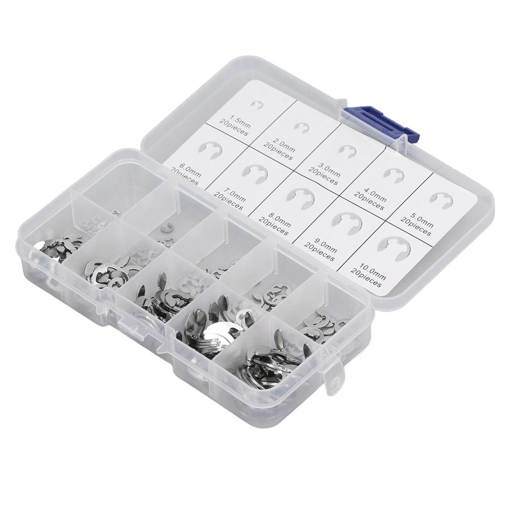 Stainless Steel E Clip Assortment Kit 304 Stainless Steel E-Clip Assortment Set For Gears