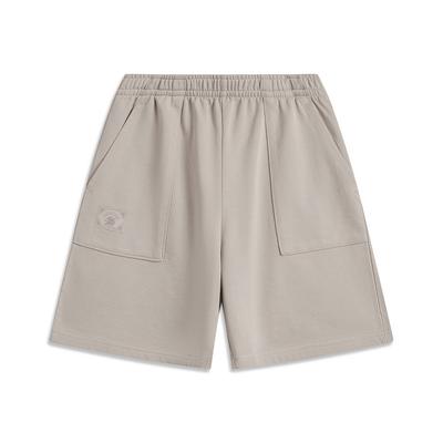 Li Ning Sports Fashion Series Solid Color Mid Waist Breathable Soft Comfortable Five Point Casual Shorts Men Shorts Dusty-Gray AKSU771-2