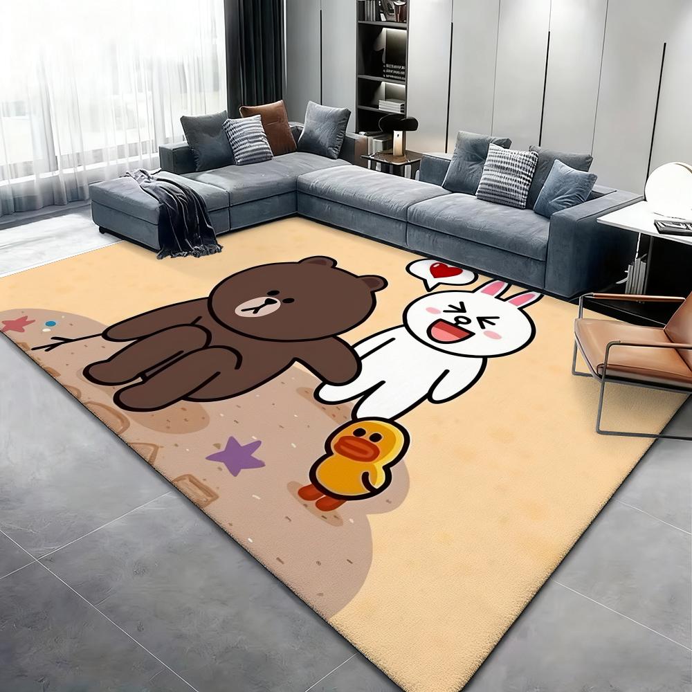 B-Brown And C-CONY Floor Mat Flannel Rugs Cozy Plush Thickened Soft Warm Winter Floor Mat Non Slip Living Room Home Indoor Use