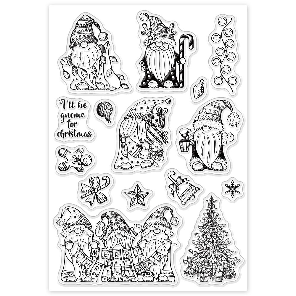 PVC Plastic Stamps for DIY Scrapbooking Photo Album Decorative Cards Making Stamp Sheets Gnome Pattern 16x11x0.3cm