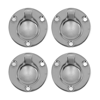4Pcs M5 Flush Ring Pull Round Wear Proof Stainless Steel Marine Deck Boat Round Deck Recessed