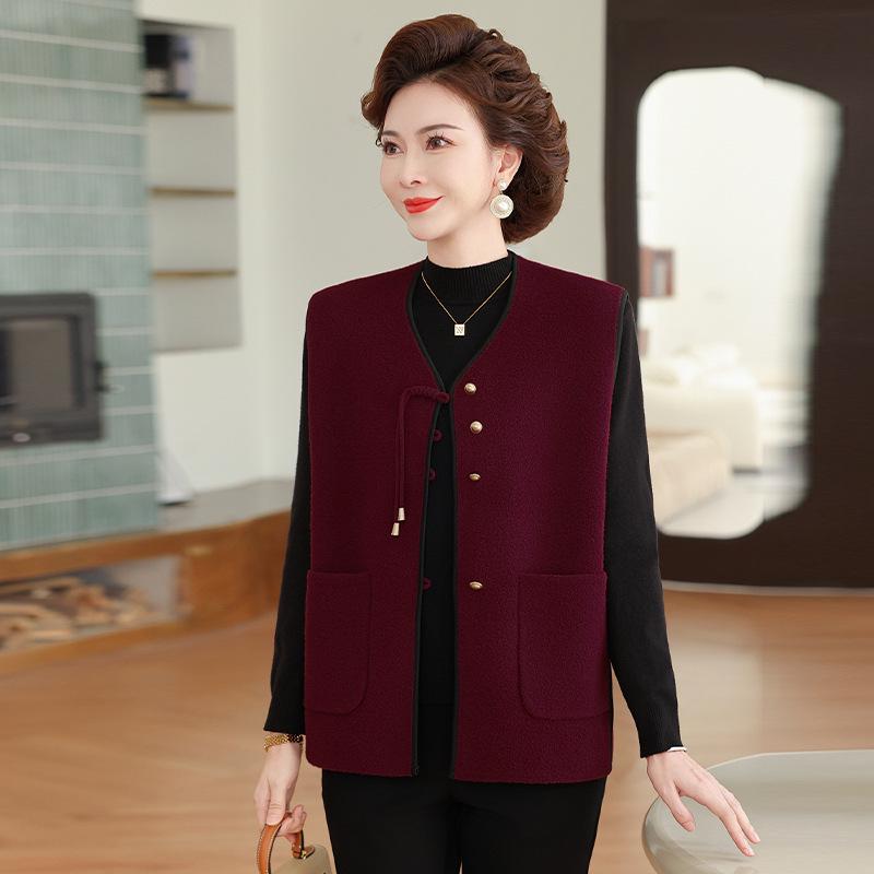 New Autumn Chinese-Style Vest for Middle-Aged & Elderly Women - Sleeveless Jacket for Spring & Autumn