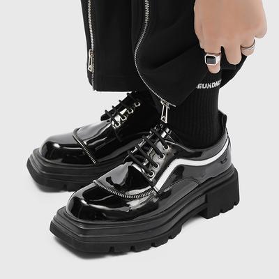 Pantofi Bărbătești din Piele Naturală de Marcă Designer Pantofi cu Vârf Pătrat Pantofi de Lucru Bărbătești Pantofi Casual Tendință Stradală Pantofi cu Talpă Groasă
