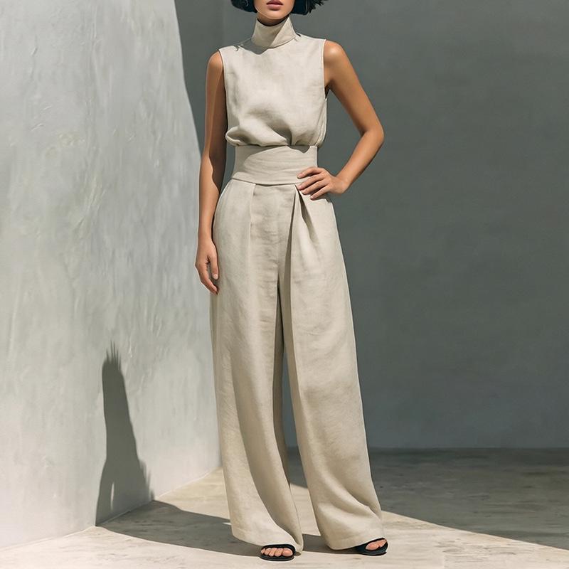 2026 Spring European & American Women's Printed Shirt & Elegant Wide-leg Pants Fashion Set