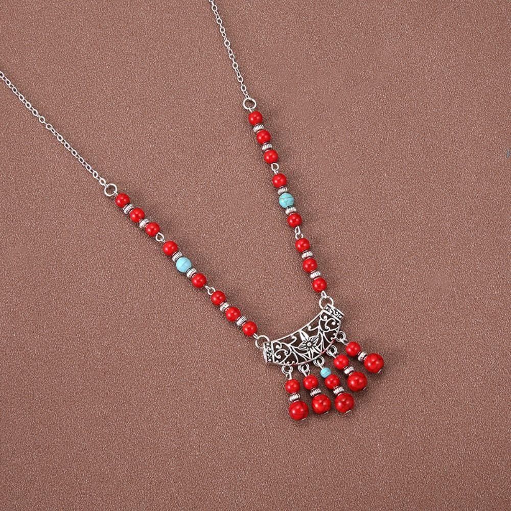 Geometric Earrings Necklaces Jewelry Set Retro Tassel Forehead Headband Gift