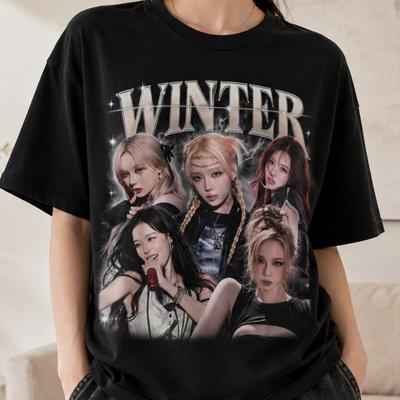 Aesspa Winter Custom Photo Tee, Personalized Kpop Idol Shirt for My Fan, Winter Concert Outfit and Girl Group Birthday Gift