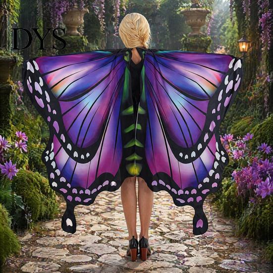 Easy Wear Butterfly Cape Halloween Wings Costume for Women, Adults Wing Fairy Music Festivals, Cosplay Party Colorful Props