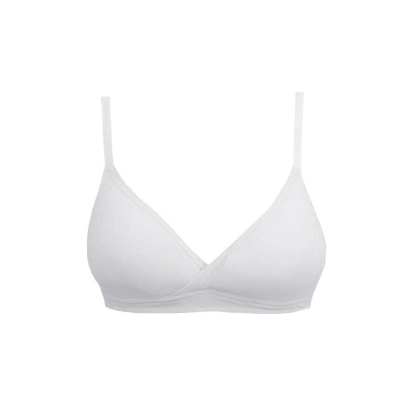 Simple student underwear women's small breasts gather thin breathable and comfortable girl triangle cup seamless bra summer